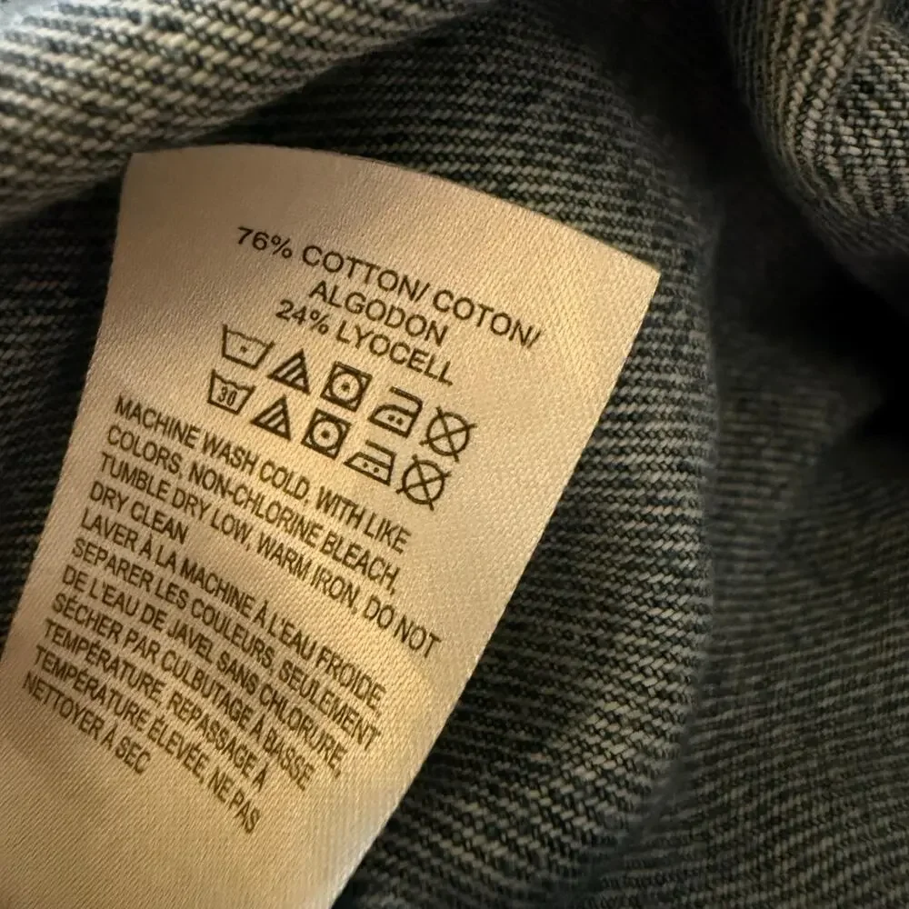 Lucky Brand Raw Hem Denim Trucker Jacket, Cotton Tencel Blend, Women's Large - Picture 9 of 9